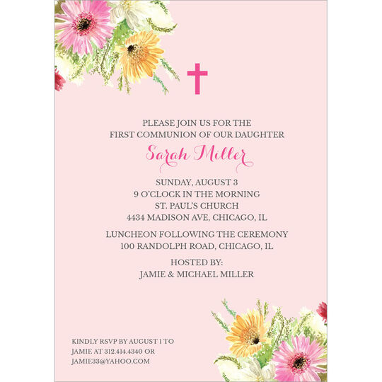 Pink Corner Floral Invitations